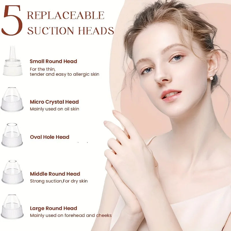 Blackhead Remover Pore Vacuum USB Rechargeable 5 Suction Levels Facial Pore Cleaner Kit for Adult Acne Extraction Tool