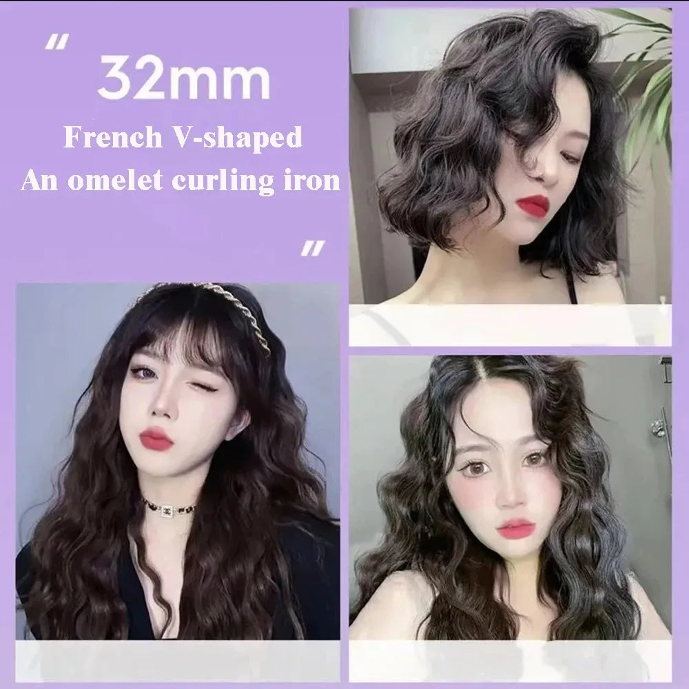 32MM Electric Hair Curler Deep Wave Egg Roll Styling Tool Fast Heating 4 Adjustable Temperatures Dry & Wet Use Tourmaline Ceramic